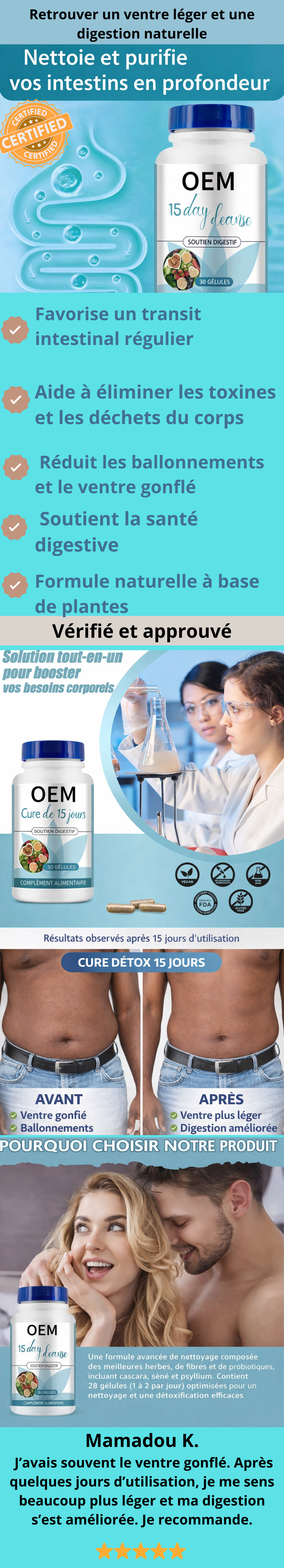 Capsules Détox Intestinales 15 Jours--Guinée